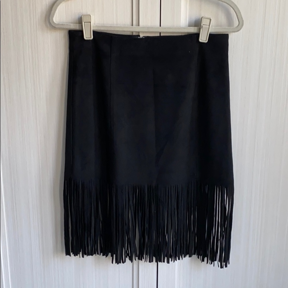 Suede black with tassel- mini skirt